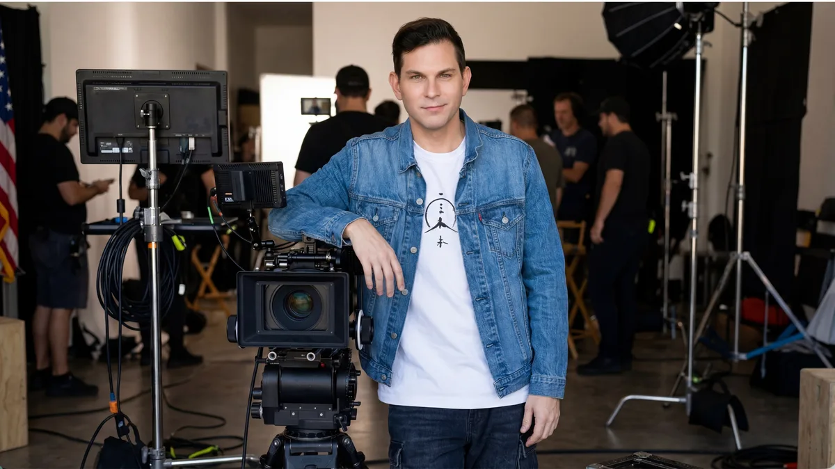 Paul Becker on set behind the camera